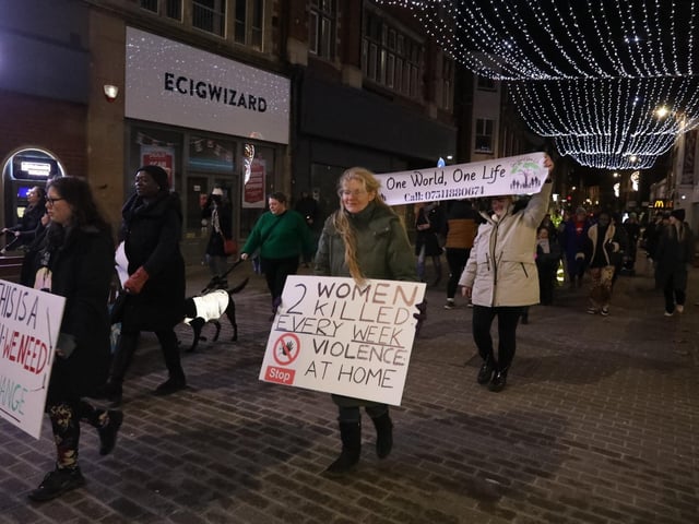 Reclaim the night march against domestic violence Kettering:women's march Kettering