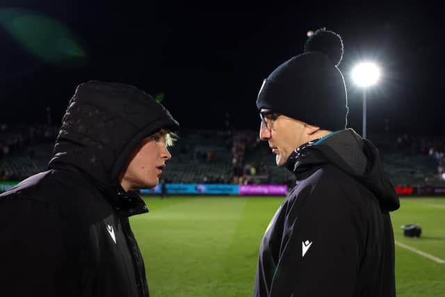 Henry Pollock and Phil Dowson after Saints' win at Bath last month (photo by David Rogers/Getty Images)
