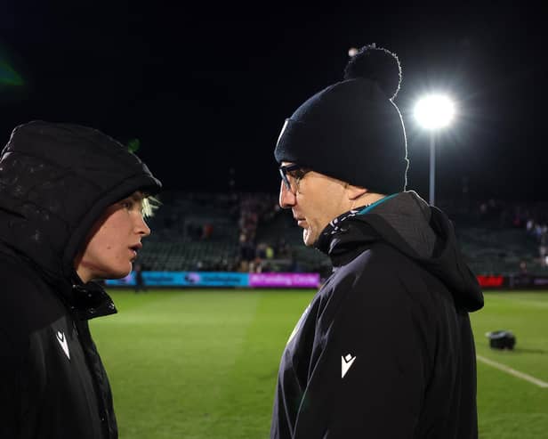 Henry Pollock and Phil Dowson after Saints' win at Bath last month (photo by David Rogers/Getty Images)