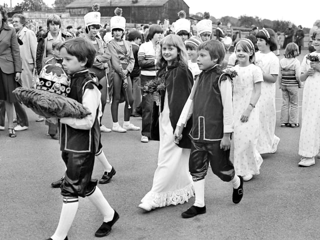 Rose Queen celebrations at East Lea St Mary's School, Burton Latimer 1980
