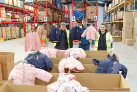 Tesco met with the Salvation Army and Fareshare at the Salvation Army’s depot in Wollaston to handover the warm clothing