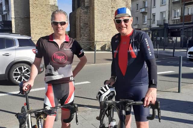 Ed Payne and Ian Allen pictured by Matt Tucker during their fundraising 250-mile cycle ride.