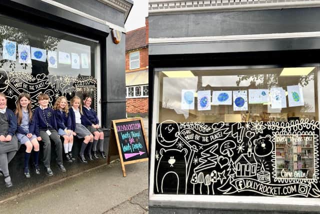 Children put these posters in the window of Lollyrocket