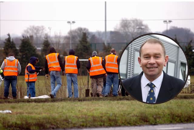 Community Pay Back file picture/Ben Carmichael with inset photo of Philip Hollobone/ Northants Telegraph
