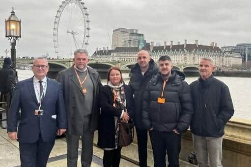Representatives from Thrapston Venturas FC visited Parliament with MP Lee Barron last month