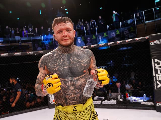 Jordan Vucenic poses for the camera after his winning return at Cage Warriors 150. Pictures by Dolly Clew