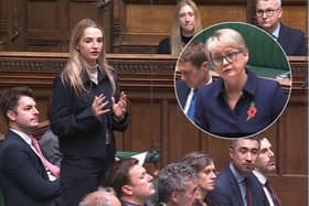 Rosie Wrighting MP for Kettering speaking in the House of Commons Health Secretary Yvette Cooper (inset) /Parliament TV