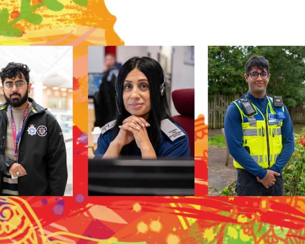 From left to right: Digital User Technology Analyst Kasim Shah, FCR Training and Development Officer Kin Kaur and PCSO Ishnoor Singh.