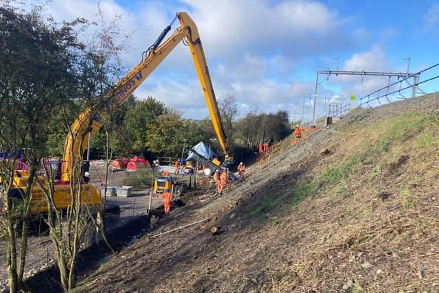 Network Rail engineers working on the line between Kettering and Market Harborough