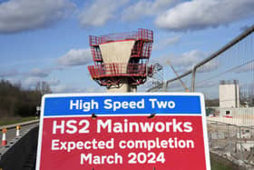 The two viaducts holding HS2 railway tracks 20 metres high over the River Tame and the M42 motorway will be supported by 32 giant piers and run for 700m and is part of HS2’s complex Delta Junction over existing roads and rivers. (Photo by Christopher Furlong/Getty Images)