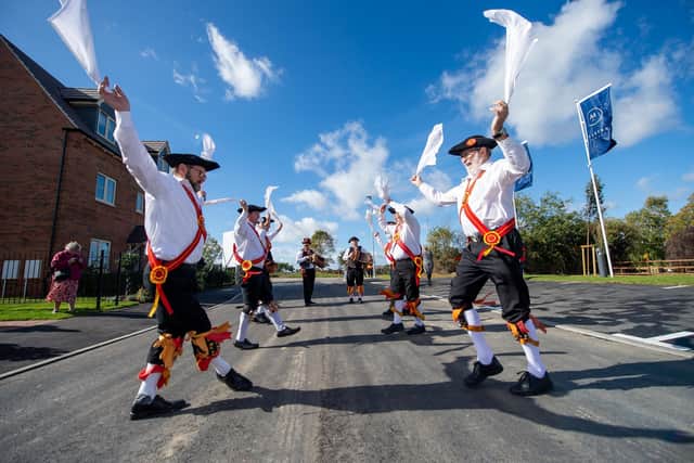The Northampton Morris Men performing at the Steeple View Chase