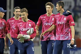 George Scrimshaw takes the plaudits after bowling the crucial final over against Glamorgan (Picture: Peter Short)