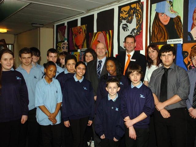 Members of the school council with deputy head Richard White and headteacher Jon Davis, March 2008