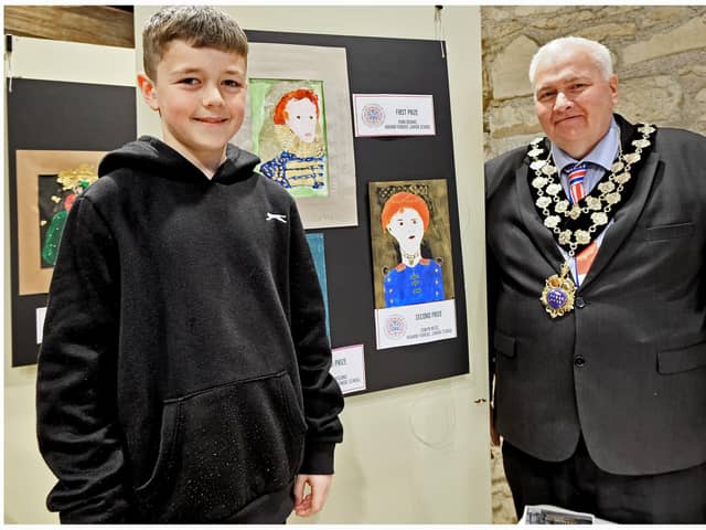 Ryan Bourke scooped the top prize in the 9-10 age category with his portrait of Queen Elizabeth I