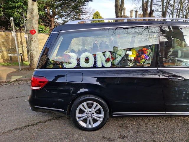 Flowers in the hearse