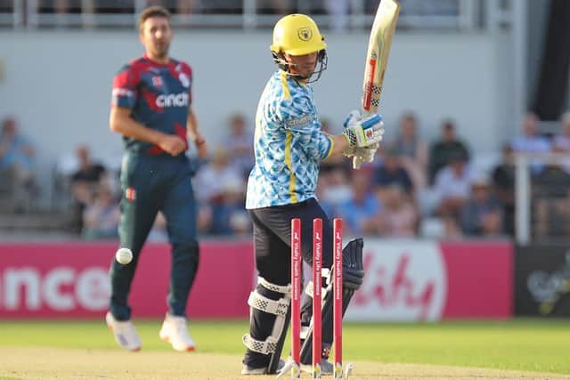Alex Davies is bowled by Ben Sanderson (Picture: Peter Short)
