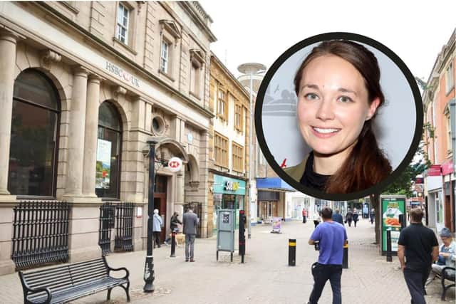 Kettering High Street, inset Cllr Emily Fedorowycz/National World