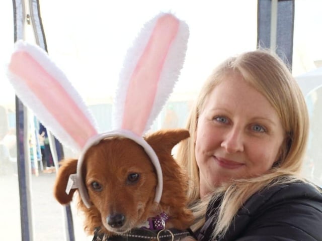 One of the charity's volunteers Sam with Toffee