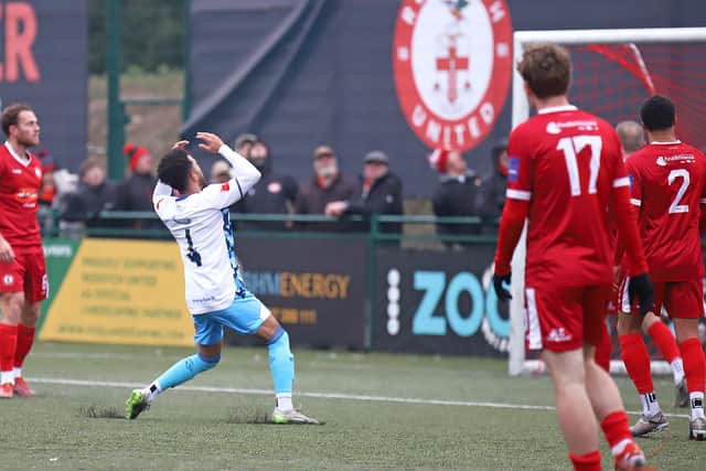 Devon Kelly-Evans shows his frustration after missing a big scoring chance (Picture: Peter Short)