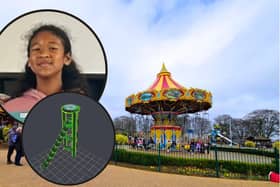 Mia Opoku Agyeman with her design for Wicksteed Park
