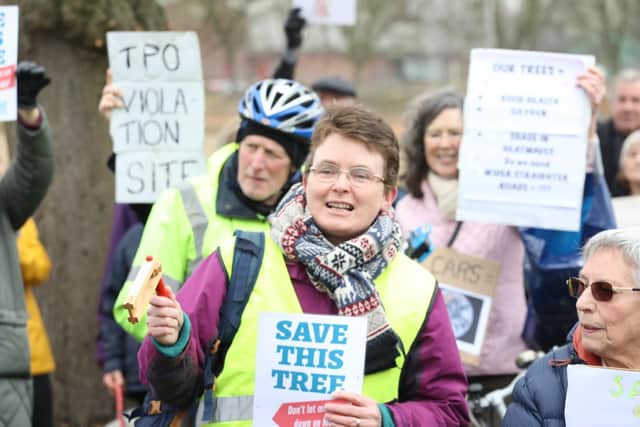 Marion Turner-Hawes has been campaigning to save as many trees as possible and for a pause in the felling