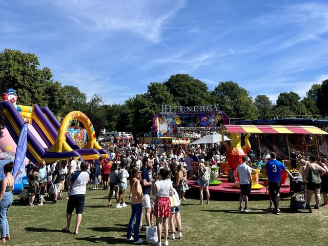 The crowds enjoying the sunshine at Rushden's Party in the Park