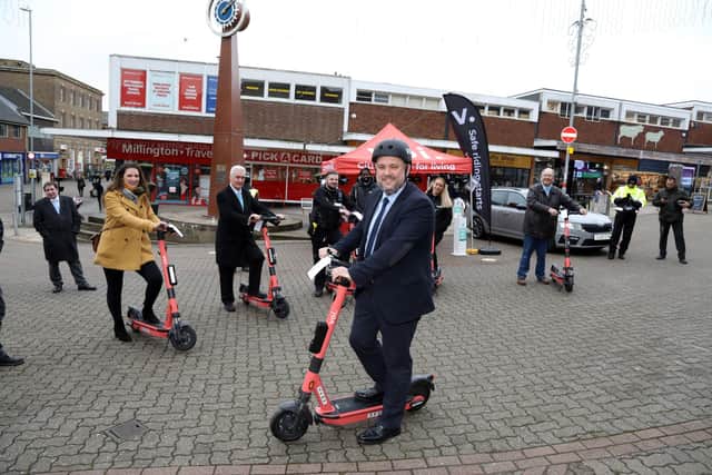 Kettering, launch of e-scooters on streets of Kettering December 2020