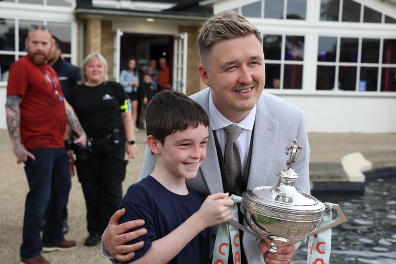 Kyren Wilson World Snooker Champion homecoming party at Wicksteed Park Kettering Owen Jolley, 11, from Rushden