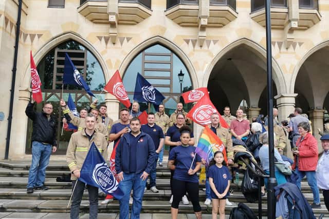 Firefighter are protesting against the commissioner's recent actions.