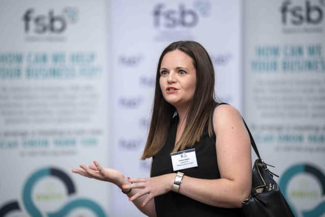 Ballyhoo PR was awarded for its efforts after making the final of the East Midlands Wellbeing Award, hosted by the Federation of Small Businesses (FSB). Here, Emma is pictured giving a speech at the celebration event for the Northamptonshire winners and finalists.