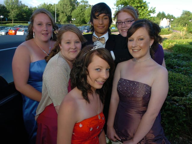 Sophie Howe, 16, Megan Vanstone, 16, Liam Richards, 16, Natalie Gilbert, 16, Amy Wharton, 16, and Tamara Locatelli, 16, at the 2009 prom