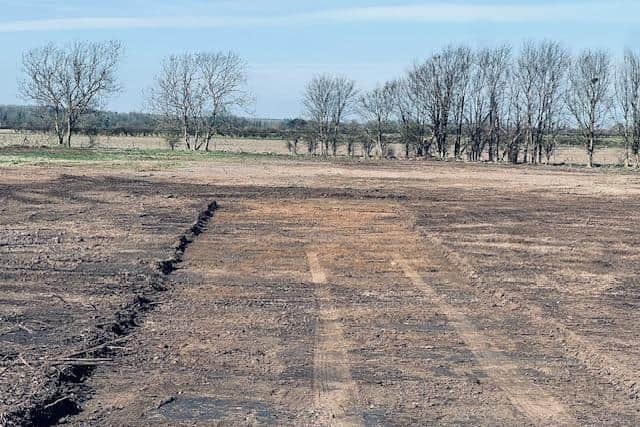The field in Warmington has had a route marked along the centre line. Image: Submitted / IMG