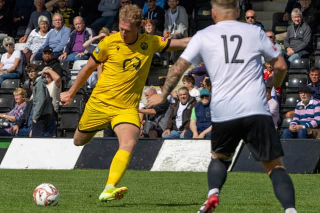 Freddie Robinson fires Diamonds into a 3-1 lead at Corby Town (Picture: Shaun Frankham)