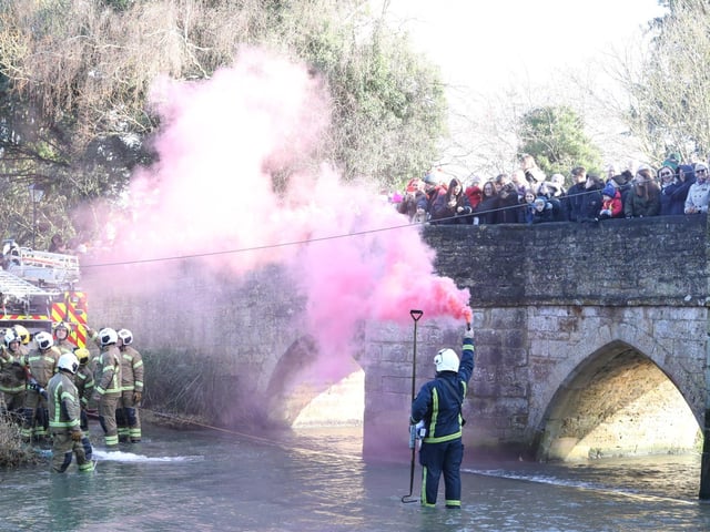 Geddington Volunteer Fire Brigade vs Northants Fire and Rescue firefighters at the annual Geddington Squirt