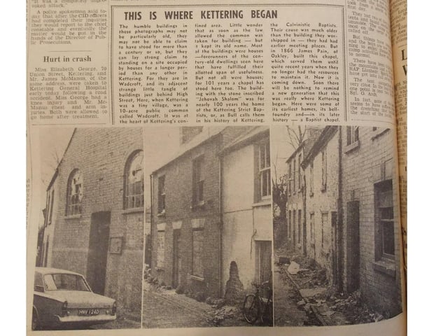 The demolition of Wadcroft houses as reported in the Northants Evening Telegraph Every Picture Tells a Story by Dave Clemo