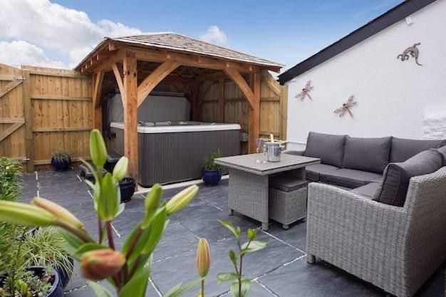 Intimate rear yard and hot tub