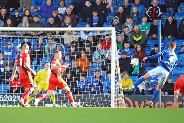 Tom Naylor lets fly to make it 5-0 to Chesterfield (Picture: Peter Short)