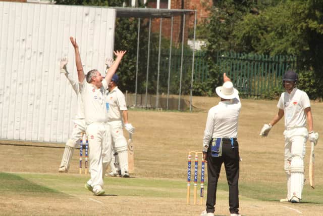 The finger goes up as Geddington's Tiaan Raubenheimer celebrates a wicket against ONs
