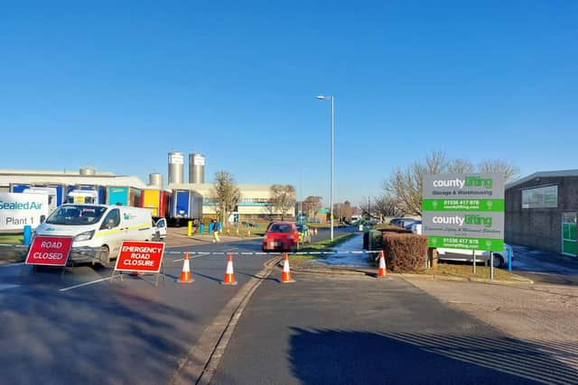 Road closures around Telford Way Industrial Estate including on Telford Way after the collision in Linnell Way this morning (January 24). This is a general view of the area taken from Telford Way.