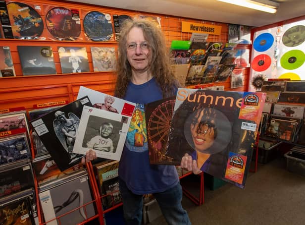 Spun Out owner Chris Kent pictured with a selection of 2022's Record Store Day releases.
