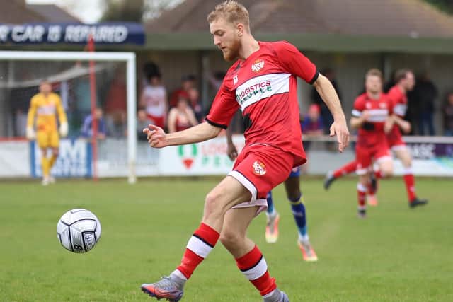 Callum Stead in action during Monday's 1-0 win over Alfreton Town in which he scored the only goal of the game. Picture by Peter Short