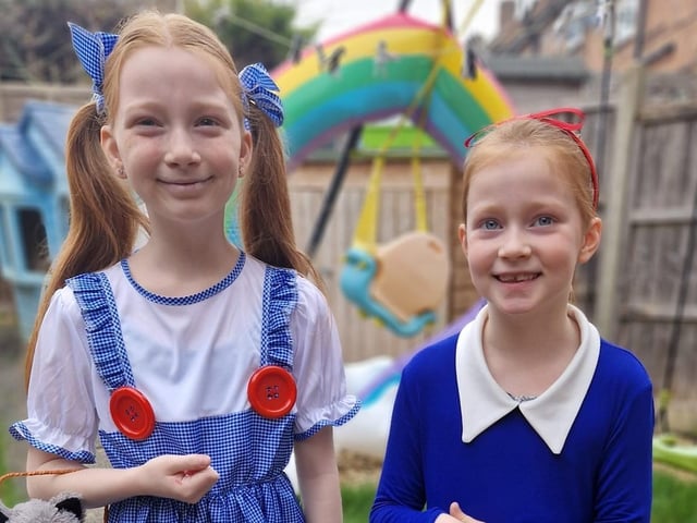 Erin and Phoebe, from Raunds, as Dorothy and Matilda