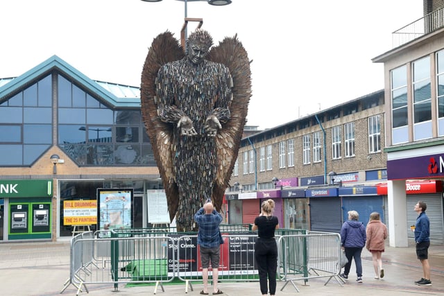 The Knife Angel has been attracting crowds to Corporation Street