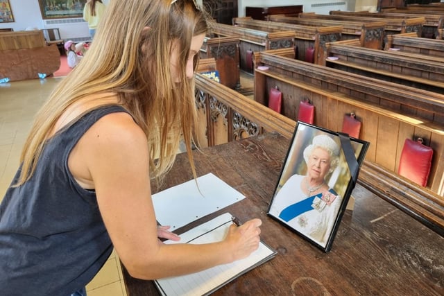 Jo Morgan from Farndish writes in the book of condolence in St Mary's Church in Higham Ferrers
