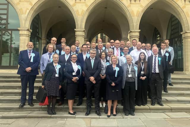 West Northamptonshire Reform UK councillors on the steps of the Guildhall.
Credit: Nadia Lincoln LDRS