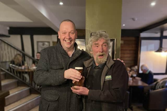 Business owner Darren Harding with the pub's longest-standing regular customer Paul Manchett