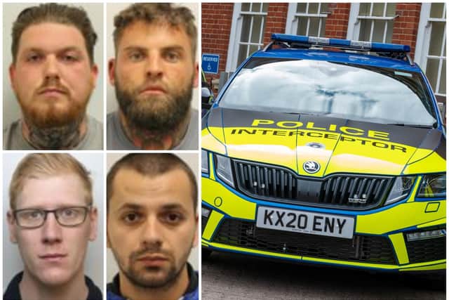 Simmons, Brydges, Taylor and Stevanovich were jailed for between 11 and 18 years at Snaresbrook Crown Court. Photos: Northamptonshire Police