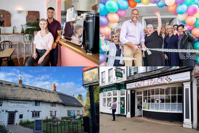 Saints Coffee (top left), Place To Bee (top right), Tollemache Arms (bottom left) and Cafe Track (bottom right).