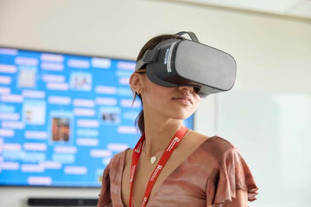 UON student using a VR headset.