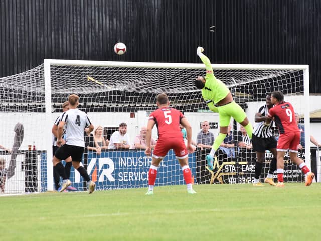 Action from Kettering Town's 1-0 friendly win at Corby Town at the weekend. Picture courtesy of Poppies Media